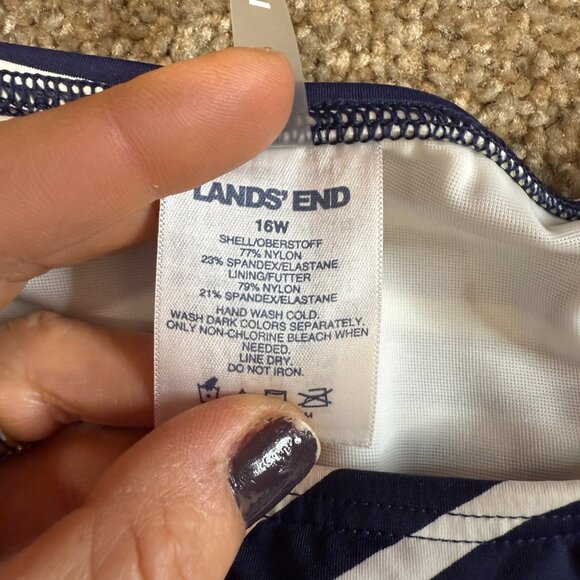 Lands' End Lycra Xtra Life Tankini Swimsuit Top Womens 18W Deep Sea Mixed Stripe - Picture 10 of 11